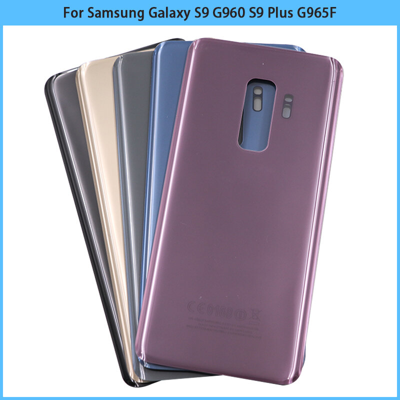 Nuovo per Samsung Galaxy S9 G960 / S9 Plus G965 SM-G965F coperchio posteriore della batteria porta posteriore pannello in vetro custodia custodia obiettivo della fotocamera sostituire
