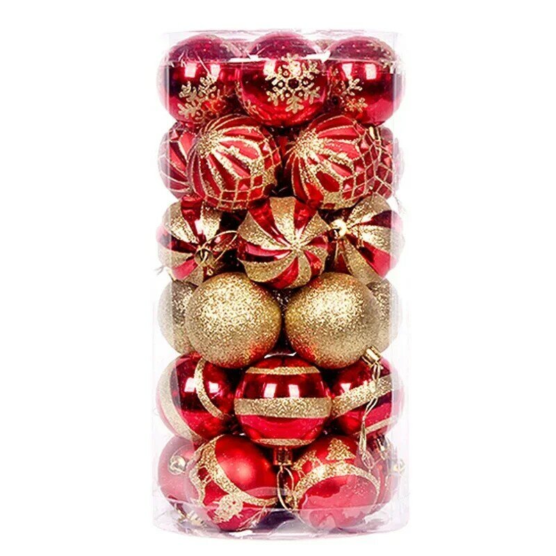 30 Stuks Kerstbal Rood Goud 6Cm Bal Kerstboom Opknoping Hanger Kerstballen Voor Thuis Navidad Noel Natal Nieuwjaar 2023 Decoratie
