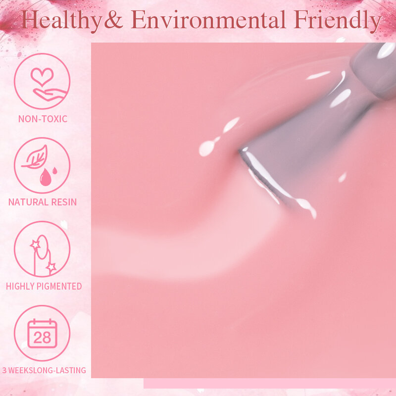 BOZLIN Jelly Nude Gel Vernizes, Semi-transparente, Cor Rosa, Branco Láctea, Soak Off, LED UV, Nail Art Colorido, 7,5 ml