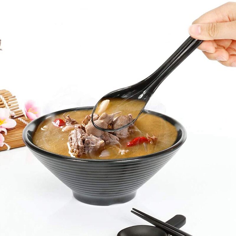 Sendok sup, 18 buah sendok nasi kreatif sendok sup Asia Tiongkok dengan pegangan panjang UNTUK RESTORAN