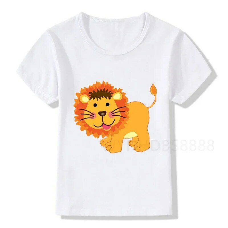 Camiseta con estampado de León para niño y niña, ropa de cumpleaños con dibujos animados de bebé, regalo divertido