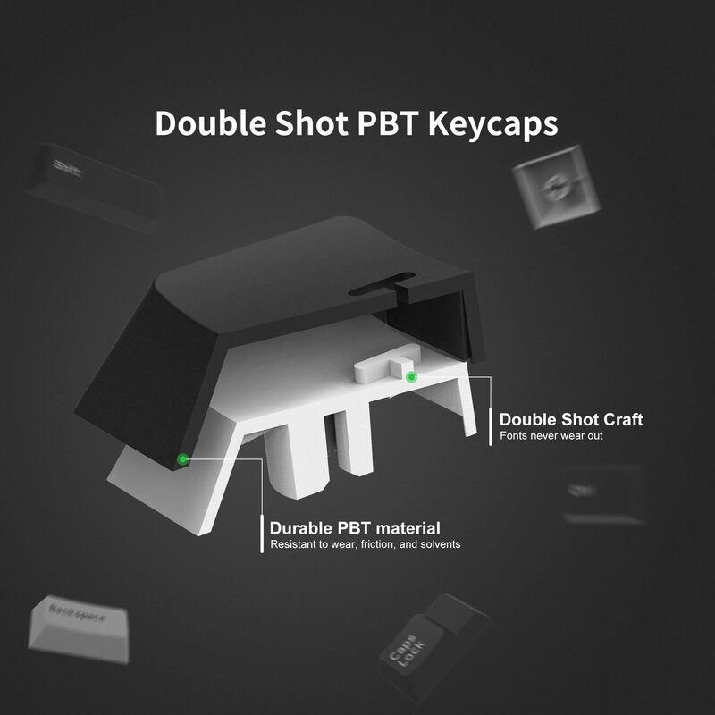 Personalizado Double Shot PBT Keycap, Teclado Perfil WOB, Cherry Gateron MX Switches, Teclado Para Jogos, 168 Chaves
