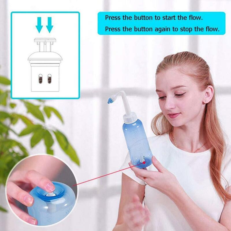 Botella de enjuague Nasal para adultos y niños, limpiador de lavado Nasal de 300ML, Protector para evitar rinitis alérgica