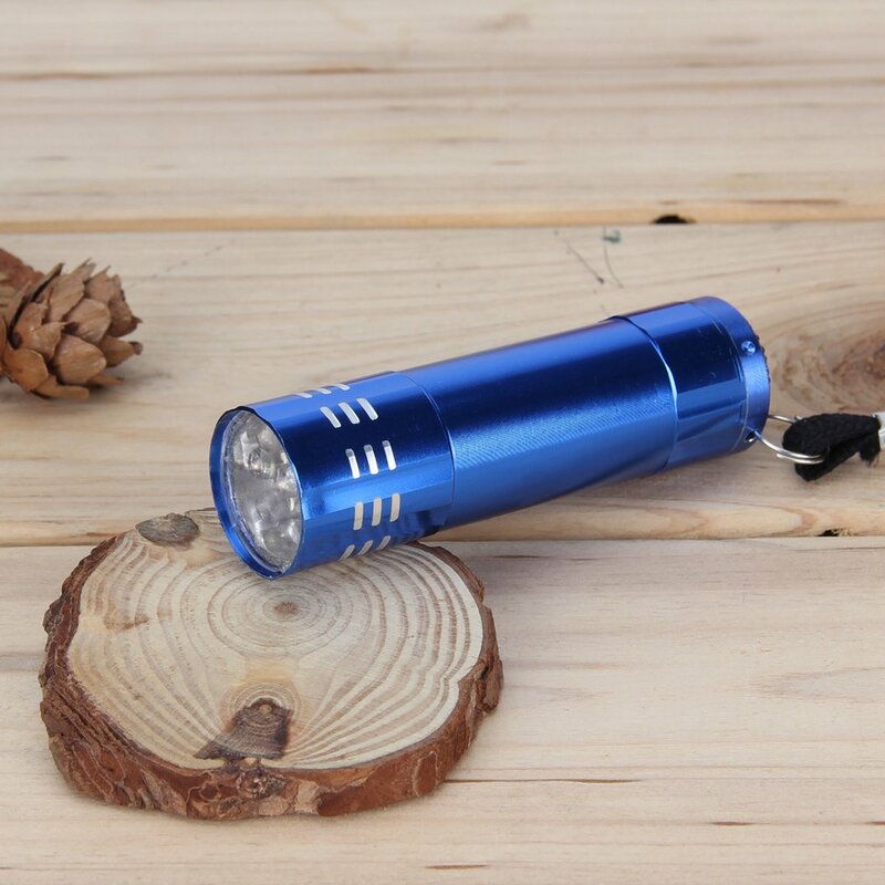 Hot 9 LED Mini Ultra Bright outdoor Torch Flashlights Water-resistant Lightweight Super Solid Torch Blue Aluminium for Camping