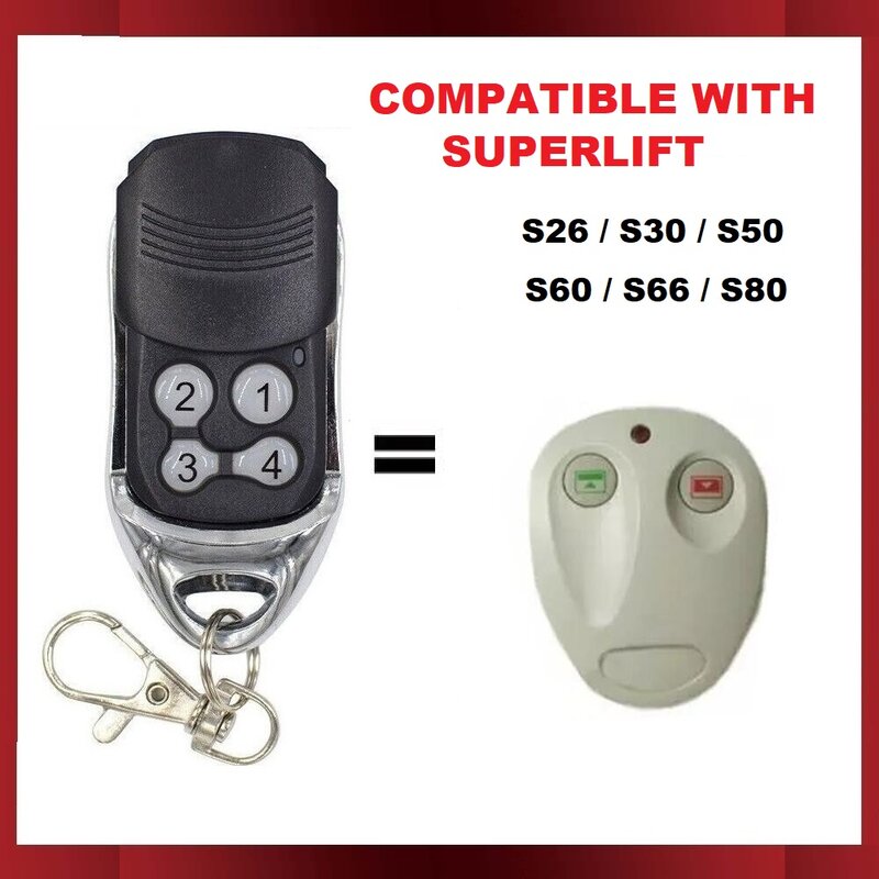 Controle Remoto para Garagem, SUPER Elevador, Compatível com SUPERLIFT, S80, SL1, S26, S30, S50, SL2, S66, S60, 433,92 MHz Rolling Code