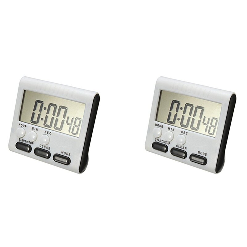 2X Digital Egg Timer / Kitchen Timer With Loud Alarm, Up And Down Function, Magnetic Stand, Black