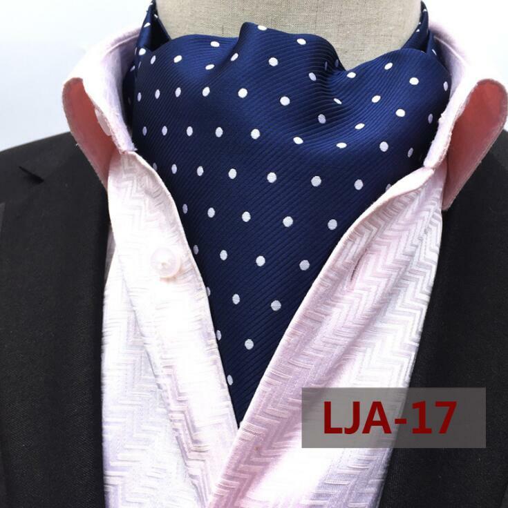 Quality Men's Self Ascot Neck tie Vintage Red Paisley Geometric Dot Jacquard Cravat For Men Wedding Business Party Scarf