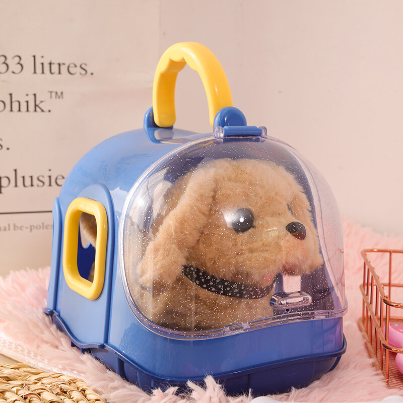 어린이 놀이 애완 동물 케어 세트 시뮬레이션 전기 봉제 인형 개 고양이 토끼 장난감, 여아용 산책 짖는 교육 장난감