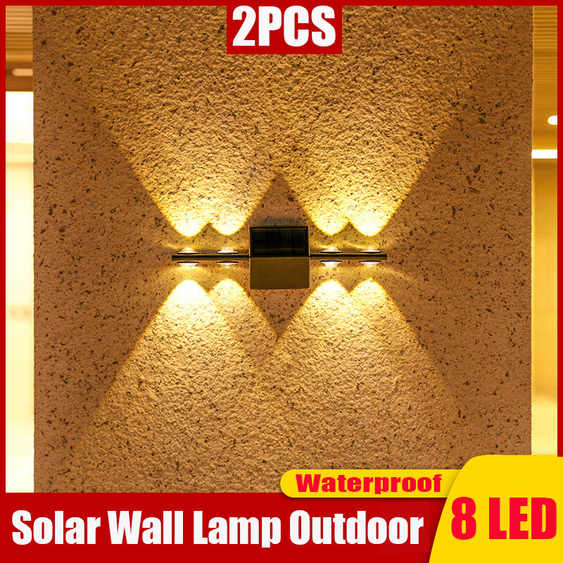 Lámpara Solar de pared para exteriores, luces impermeables para Patio, jardín, lavado, decoración, 2 piezas