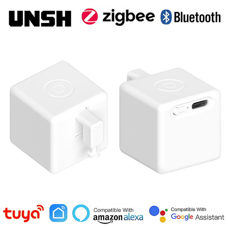 Tuya Zigbee Bluetooth Smart Touch Fingerbot, Botão Interruptor Recarregável USB, Pusher Arm, Via Alice, Alexa, Google Home