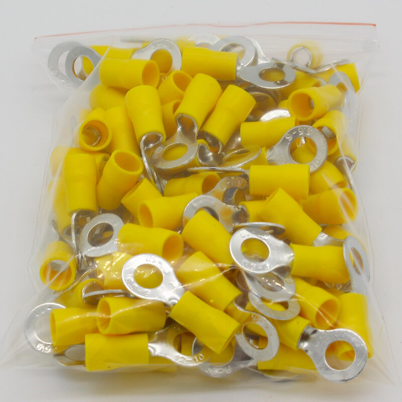 RV5.5-6黄色のリング絶縁端子ケーブル圧着端子スーツ4-6mm2ケーブルワイヤコネクタ100ピース/パックRV5-6 rv