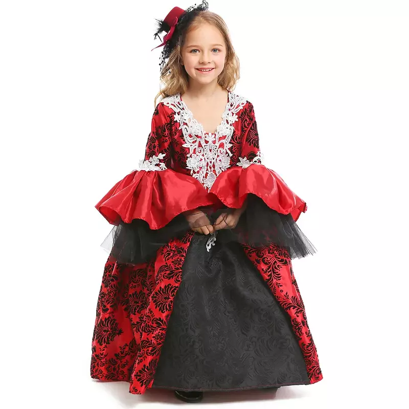 Halloweenowa Cosplay wampir dzieci Retro sukienka dworska