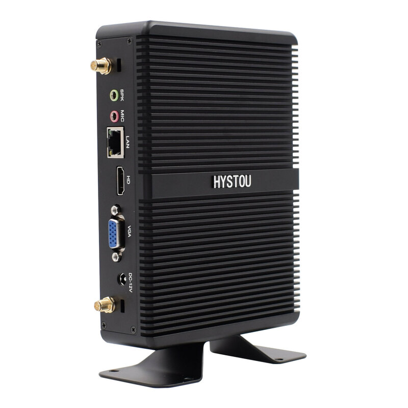 Hystou-Mini PC industriel sans ventilateur, Intel Celeron J1900, DDR4, écran pour touristes, HDMI, VGA, Windows 10, ordinateur de bureau à faible consommation