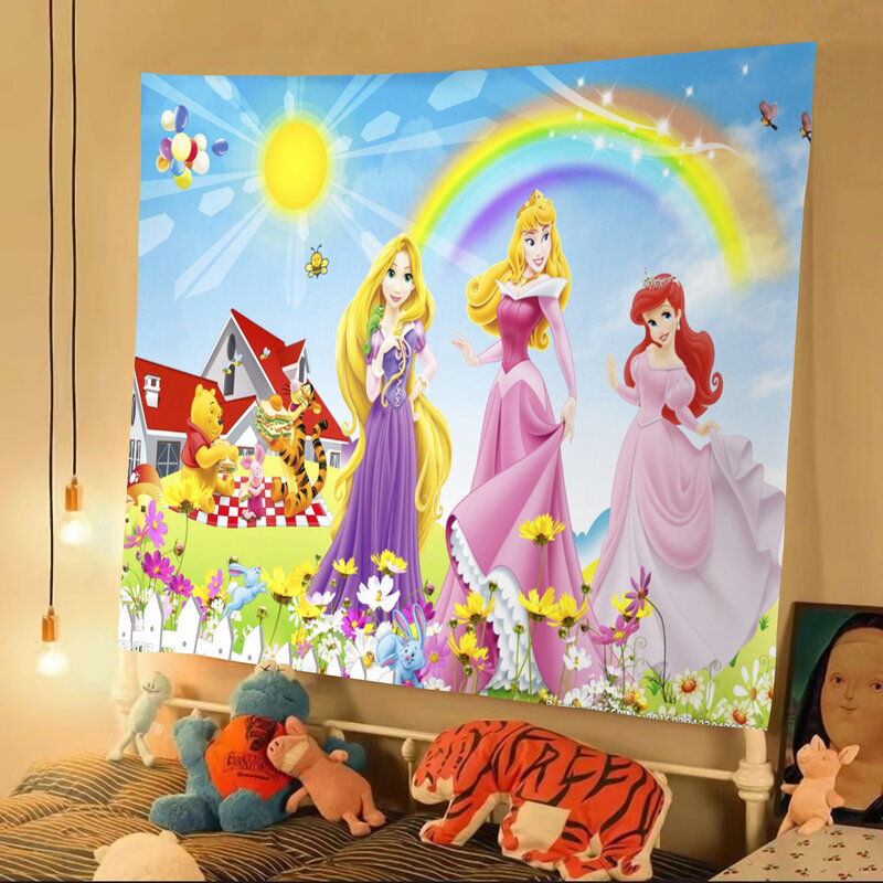 Disney-Tapisserie de Princesse de Conte de Fées, Peinture Murale sur Toile, Divers Motifs, Décoration de Chambre à Coucher et de Salon