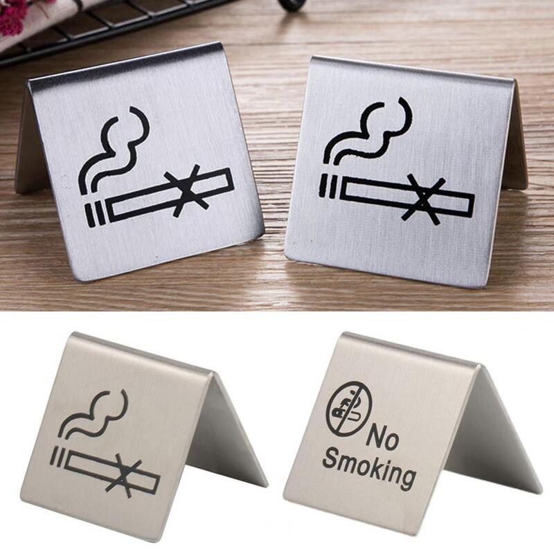 Letrero de acero inoxidable para No fumar, indicador de logotipo de escritorio para No fumar, doble cara, estampado claro, para restaurante, Hotel