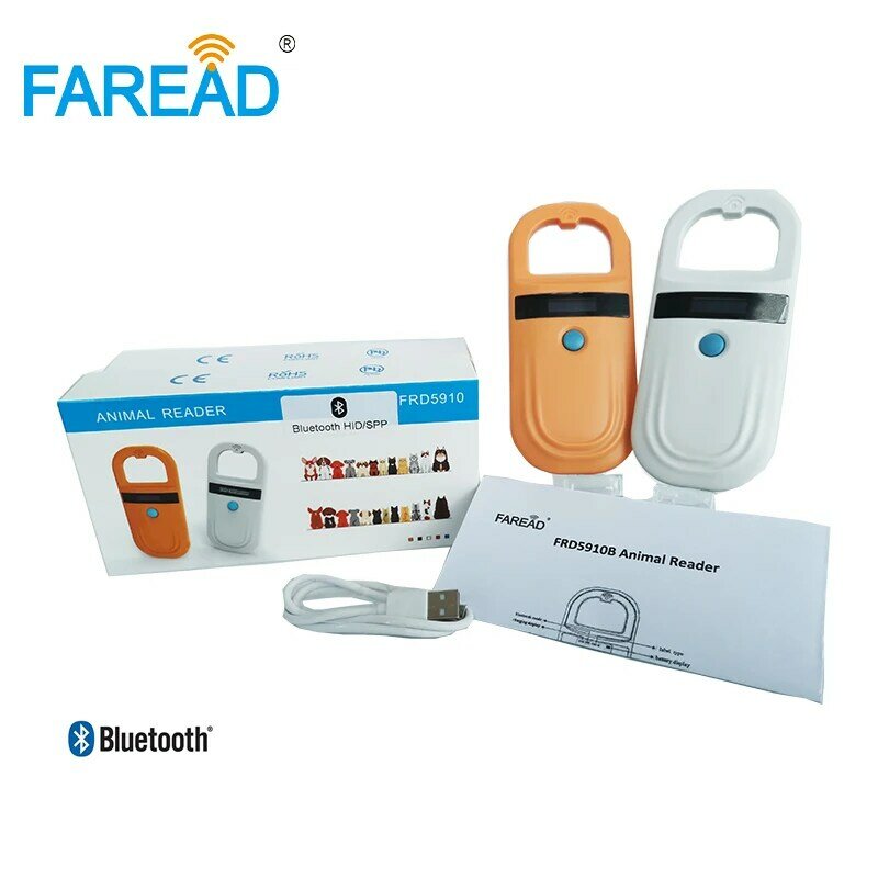 Faread ISO11784/85 FDX-B lecteur de puce animale d'identification d'animal 256 ID USB RFID EAU tenu dans la main de microchip pour le chien chat éleveur, cheval, tortue