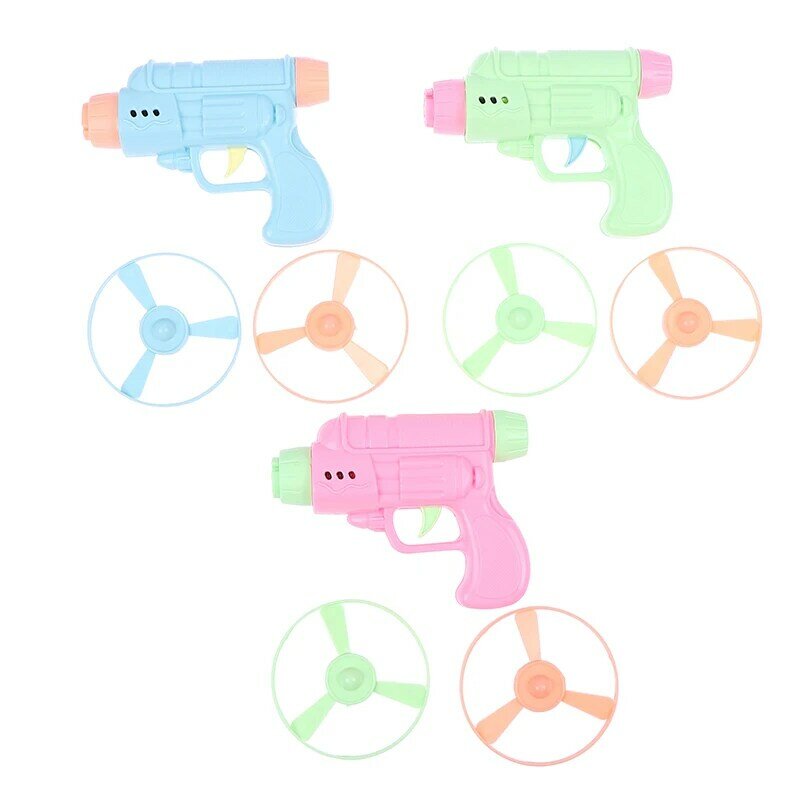 1PC Children's Flying Bamboo Dragonfly Flying Saucer Gun Pistol Bamboo Dragonfly Flying Disc Top Outdoor Toy Launch Flying Fairy