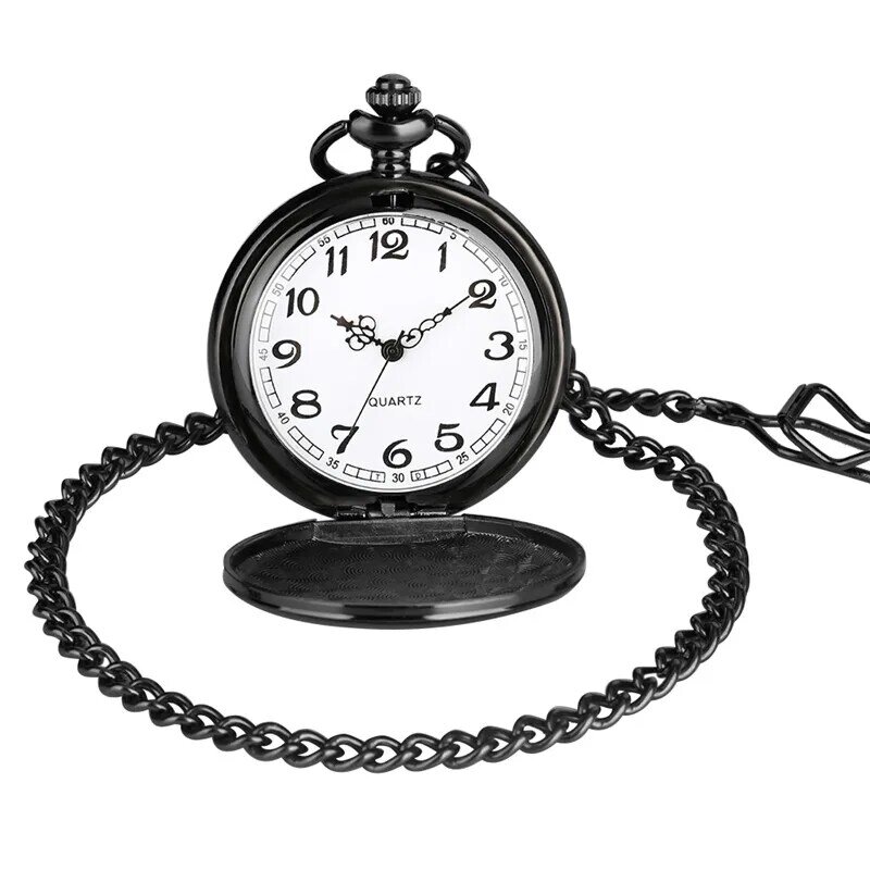 앤티크 블랙 포켓 시계, 손자에게 i Love You, 남자 쿼츠 아날로그 시계, 펜던트 체인 시계, 어린이용 선물