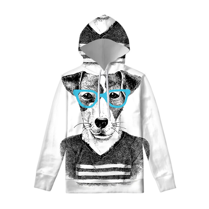 Śmieszna motyw psa bluza z kapturem 3d modna na co dzień zabawna bluza z kapturem męska ulica Hip-hop sportowa bluza z kapturem długie rękawy koszule z motywem Treetwear