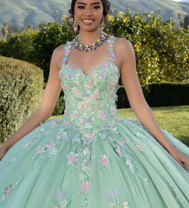 EVLAST-Vestido Princesa Blush Quinceanera, Vestido de Baile 3D, Flora Frisada, Sweet 16, TQD088, 15 Anos