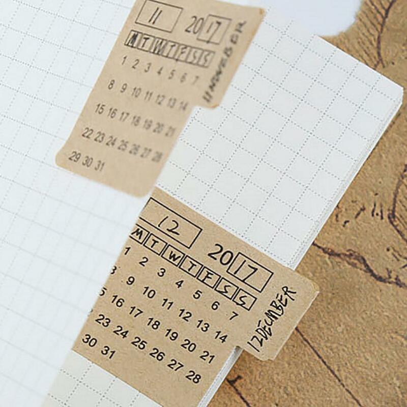 Bloc de notas de papel Kraft de 2 piezas, etiquetas de índice de cuaderno de calendario escrito a mano, pegatinas, suministros escolares de oficina, 2020, 2021