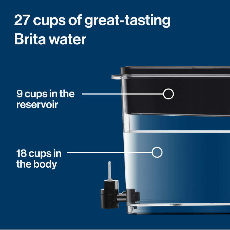Полистирол Brita Ultramax, 27 чашек, черный диспенсер для фильтра воды, с элитным фильтром