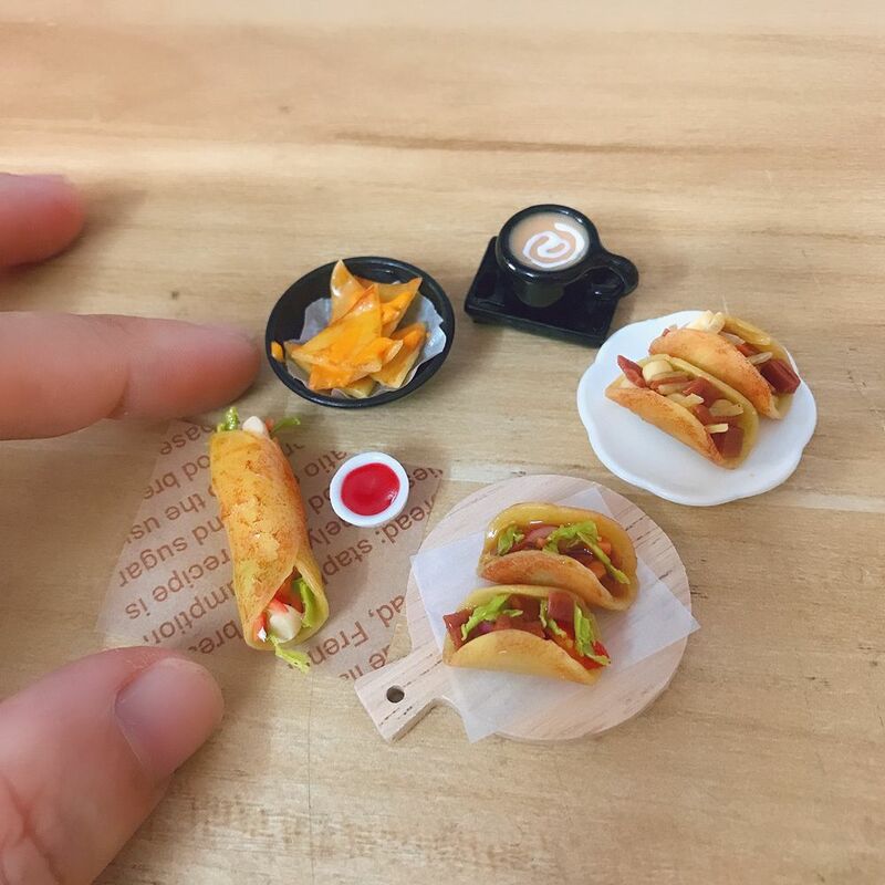 1/12 Schaal Dollhouse Miniatuur Tacos Bakken Burrito Voor Blyth OB11 Bjd Poppenhuis Keuken Spelen Speelgoed Accessoires