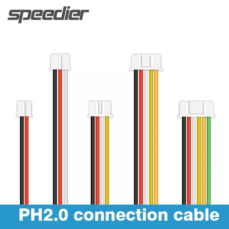 Conector de silicona macho/hembra, Cable eléctrico JST PH2.0, PH 2,0, 2,0mm, 2/3/4/5/6/7/8/9/10 Pines, cabeza única/doble, 26AWG