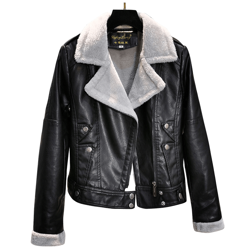 Корейская версия женская короткая куртка из искусственной кожи с хлопковой подкладкой зима 2022 плюс бархатная подкладка облегающее мотоциклетное пальто с длинным рукавом