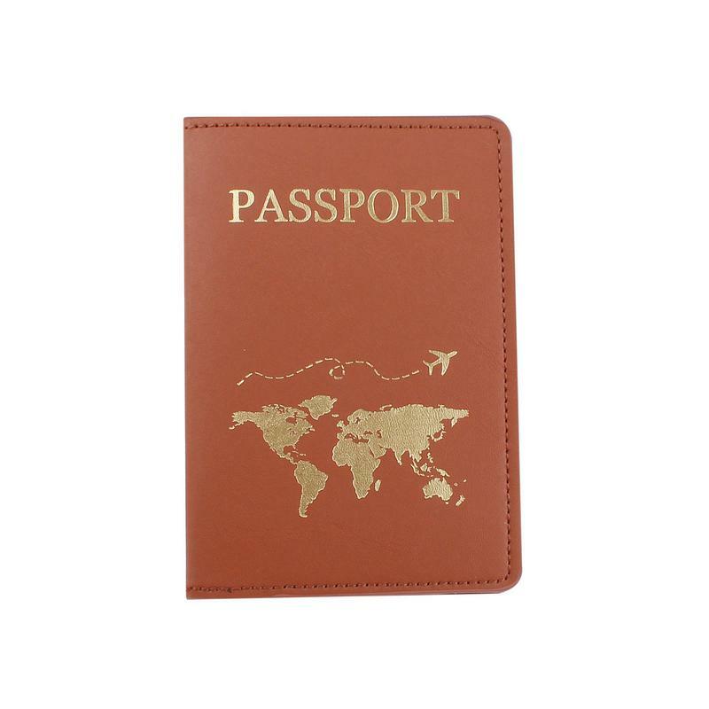 PU 가죽 지도 여권 커버 케이스 카드홀더 패션 지갑, 여성 또는 남성용 비행용 경량 여행 액세서리, 1 개