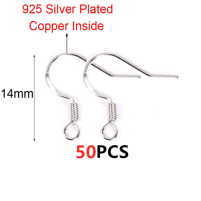 50 шт., гипоаллергенные застежки для сережек с серебряным покрытием