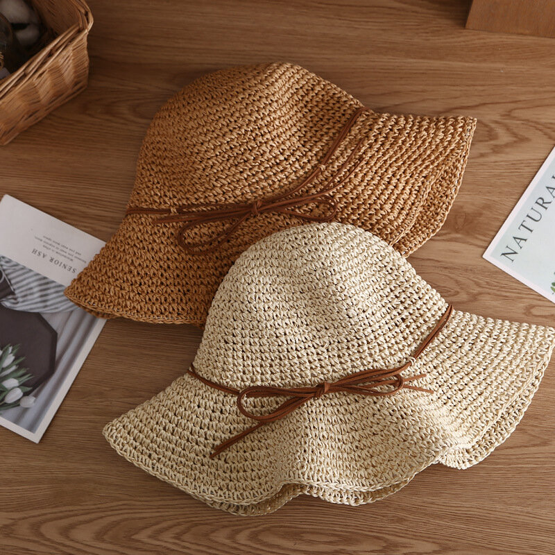 Летние шляпы от солнца для женщин, пляжные шляпы для улицы, Женская солнцезащитная Кепка, простые женские соломенные шляпы, женские складные дорожные шапки, женская шляпа