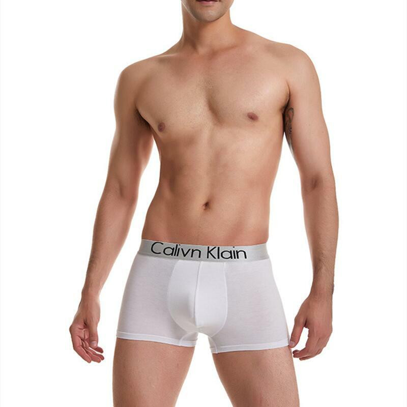 Boyshorts de seda gelado respirável masculino, elástico com borda prateada, cintura larga, boxer 3D, cuecas sem costuras, roupa íntima
