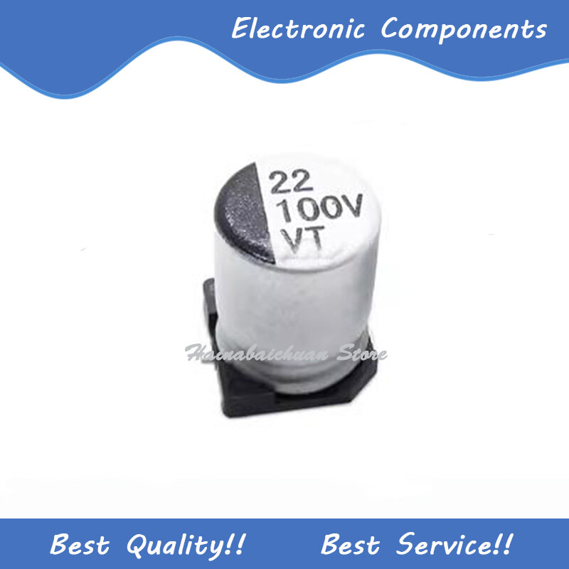 10 Pcs/Lot 100V22UF 8*10.5 22UF/100V SMD Aluminum Electrolytic Capacitors New and Original In Stock