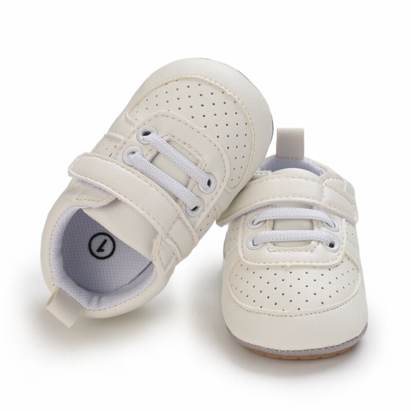 Noworodek buty męskie i damskie obuwie dziecięce PU antypoślizgowa gumowa podeszwa moda Pure Color skórzane buty dziecięce