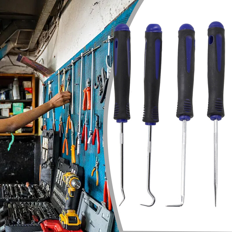 4 Pcs 165mm Car Vehicle Oil Seal Screwdrivers Set O-Ring Seal Gasket Puller Remover Pick Hooks Tool Sealing Tool Blue
