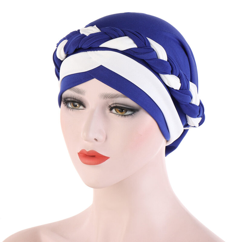 イスラム教徒のファッションターバンツイスト編組headwrapボンネット女性ヒジャーブ籐細工職人帽子ヘッド女性ヒジャーブスカーフターバン女性のための