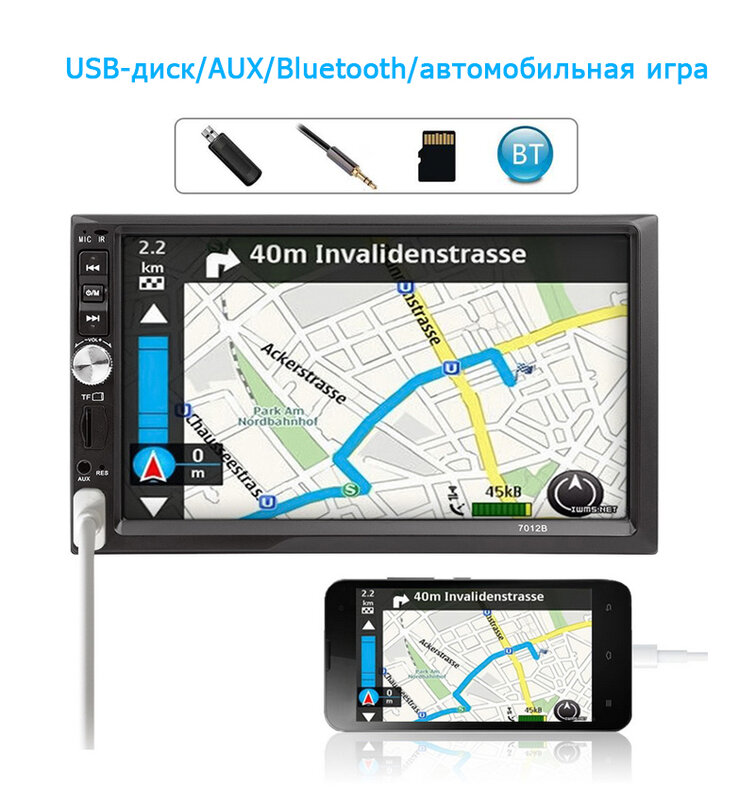 Touch screen car radio mp5 player Bluetooth FM USB AUX IN audio stereo di Sostegno macchina fotografica di retrovisione 2 din Specchio link