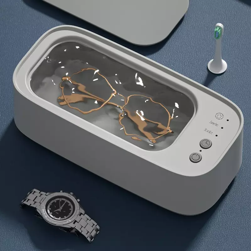 Macchina per la pulizia ad ultrasuoni portatile detergente per lavaggio a vibrazione ad alta frequenza rimuovi macchie gioielli orologio occhiali lavatrice