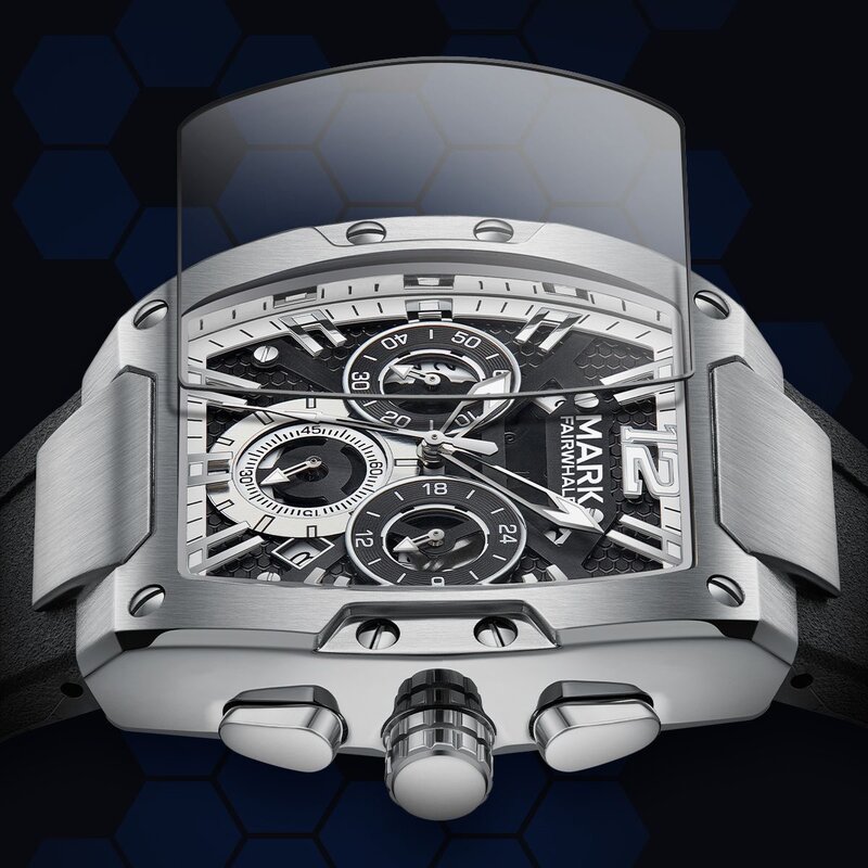 2024 sportowe męskie zegarki marka Mark Fairwhale moda pasek silikonowy zegarki kwarcowe luksusowe męskie zegary Tonneau Reloj Hombre