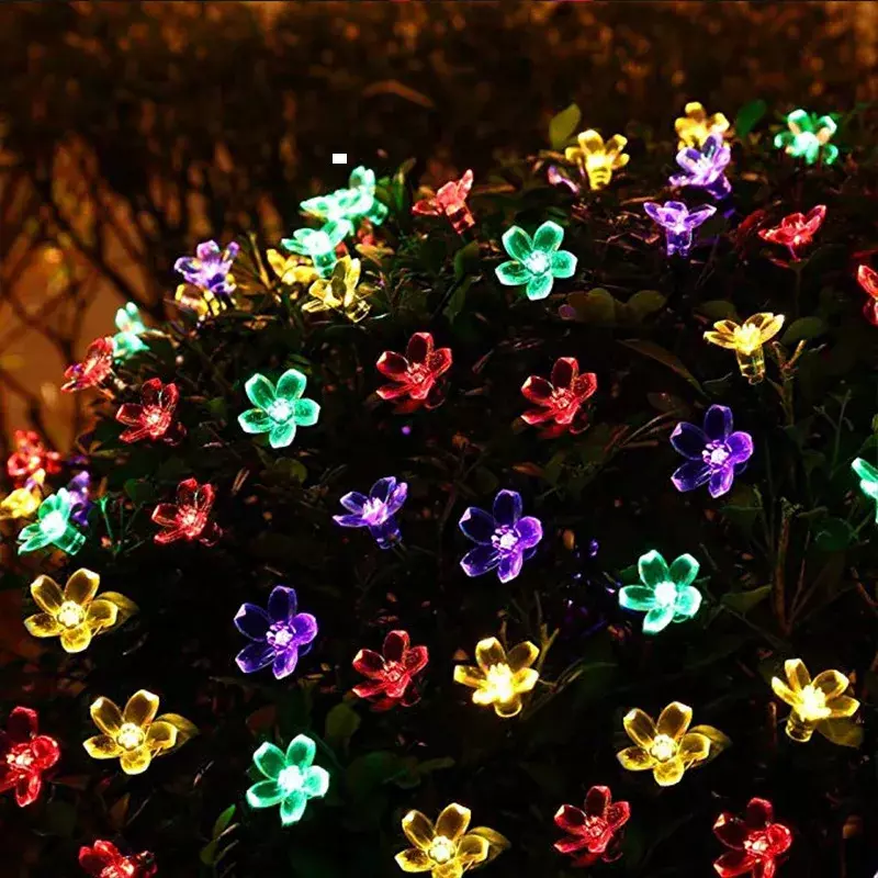 Lampu LED bunga tenaga surya, lampu tali LED dekorasi luar ruangan pesta Natal, lampu taman, pencahayaan IP55, tahan air dongeng