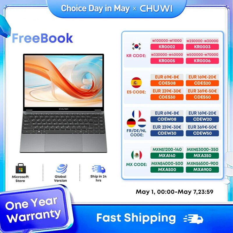 CHUWI-portátil FreeBook 2 en 1, 512GB SSD, LPDDR5 12GB, Intel i3 1215U, pantalla IPS FHD de 13,5 pulgadas, WIFI 6, Windows 11, Convertible