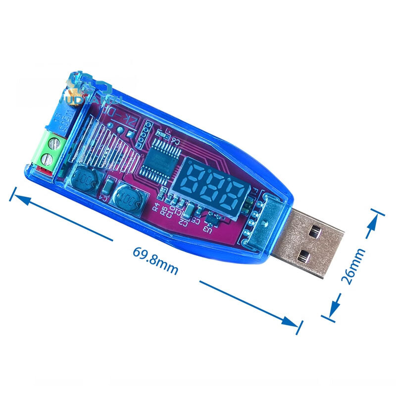 DC-DC USB قابل للتعديل خطوة صعودا وهبوطا وحدة امدادات الطاقة ، 5 فولت إلى 3.3 فولت ، 9 فولت ، 12 فولت ، 24 فولت ، DP ، الأحمر