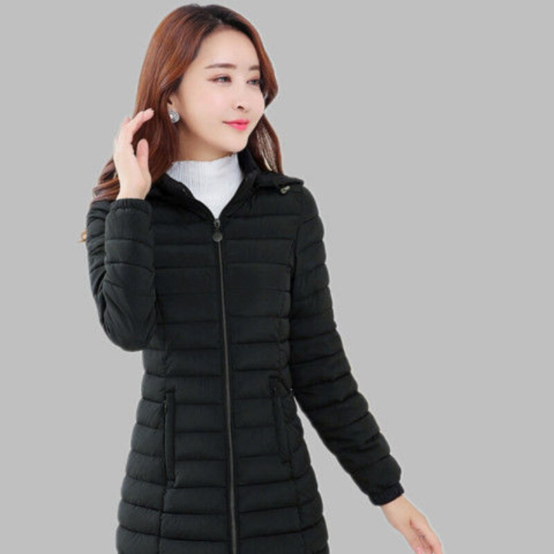 Chaqueta ultraligera de algodón para mujer, abrigo fino con capucha, ropa de abrigo cálida, otoño e invierno, 2023