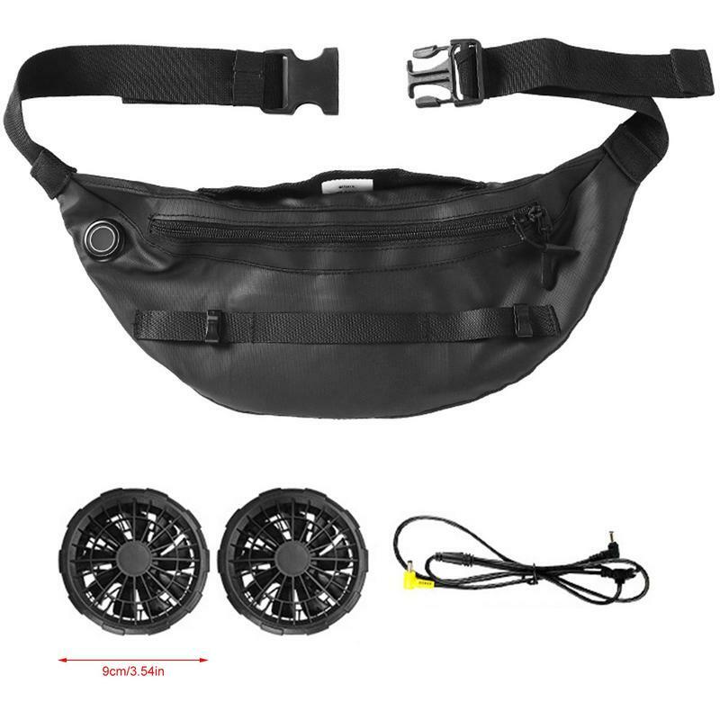 Waist Packs Fanny Bag Waterproof Workout Waist Pack With 2 Fans Hip Bum Chest Belly Back Bags With Adjustable Belt Strap