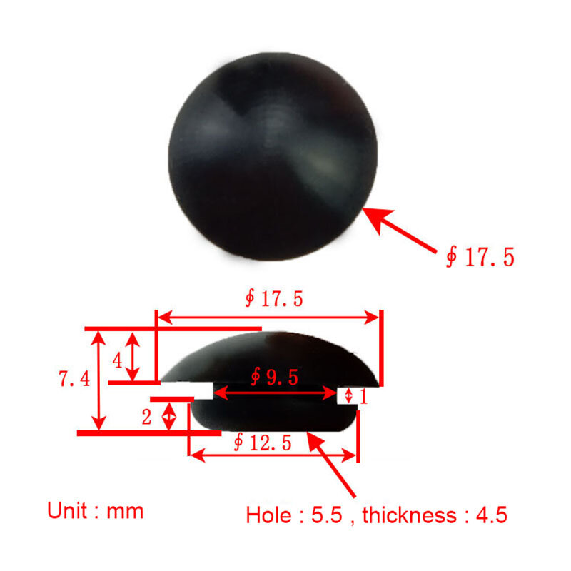 White/Black 9.5mm Silicone Rubber Hole Caps T-type Plug Cover Snap-on Gasket Blanking End Cap Seal Stopper Waterproof Dust Seal