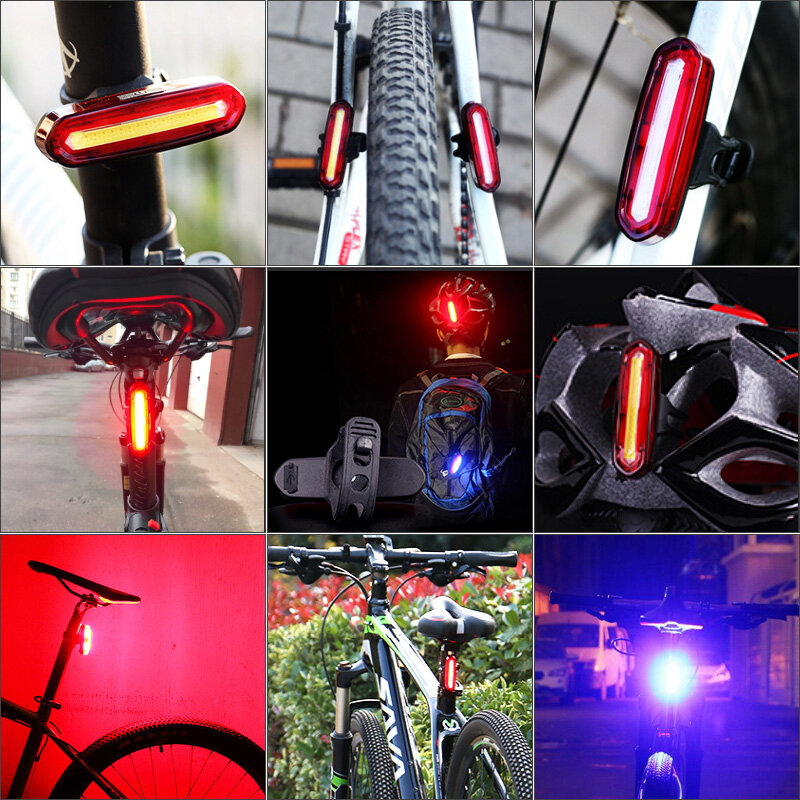 Bike Tail Light Waterproof LED Bike Front Rear Light Bicycle USB Rechargeable Mountain Riding Cycling Tail Lamp Bicycle Light