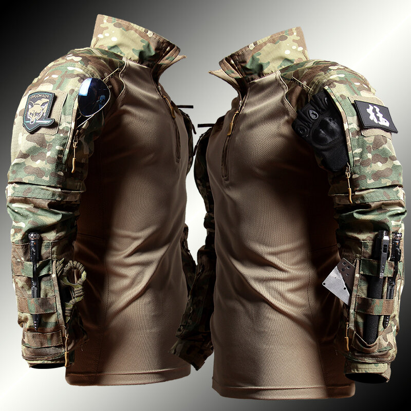 Tuta da rana tattica da uomo softair abbigliamento da esterno Paintball militare SWAT camicie d'assalto pantaloni uniformi delle forze speciali per uomo