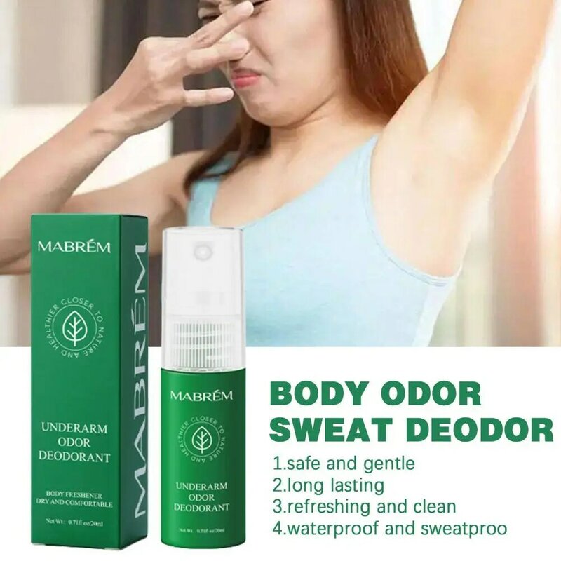 MABREM odore del corpo sudore deodore profumo Spray deodorante per il corpo sudato rimuove Aroma cura della pelle e dura 20ml odore ascella L9Z3
