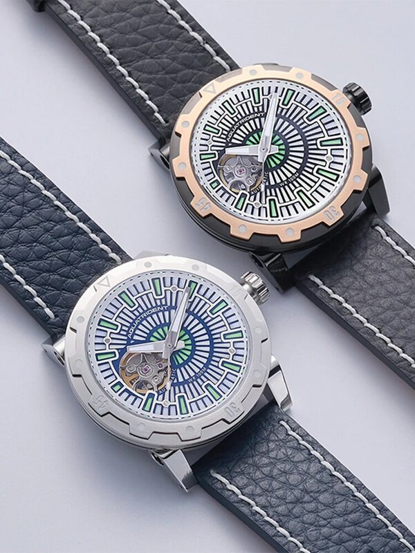 AquaDent-自動機械式時計,高級ギフト,レジャー腕時計,男性用,発光時計,nh38,100 m, 40mm